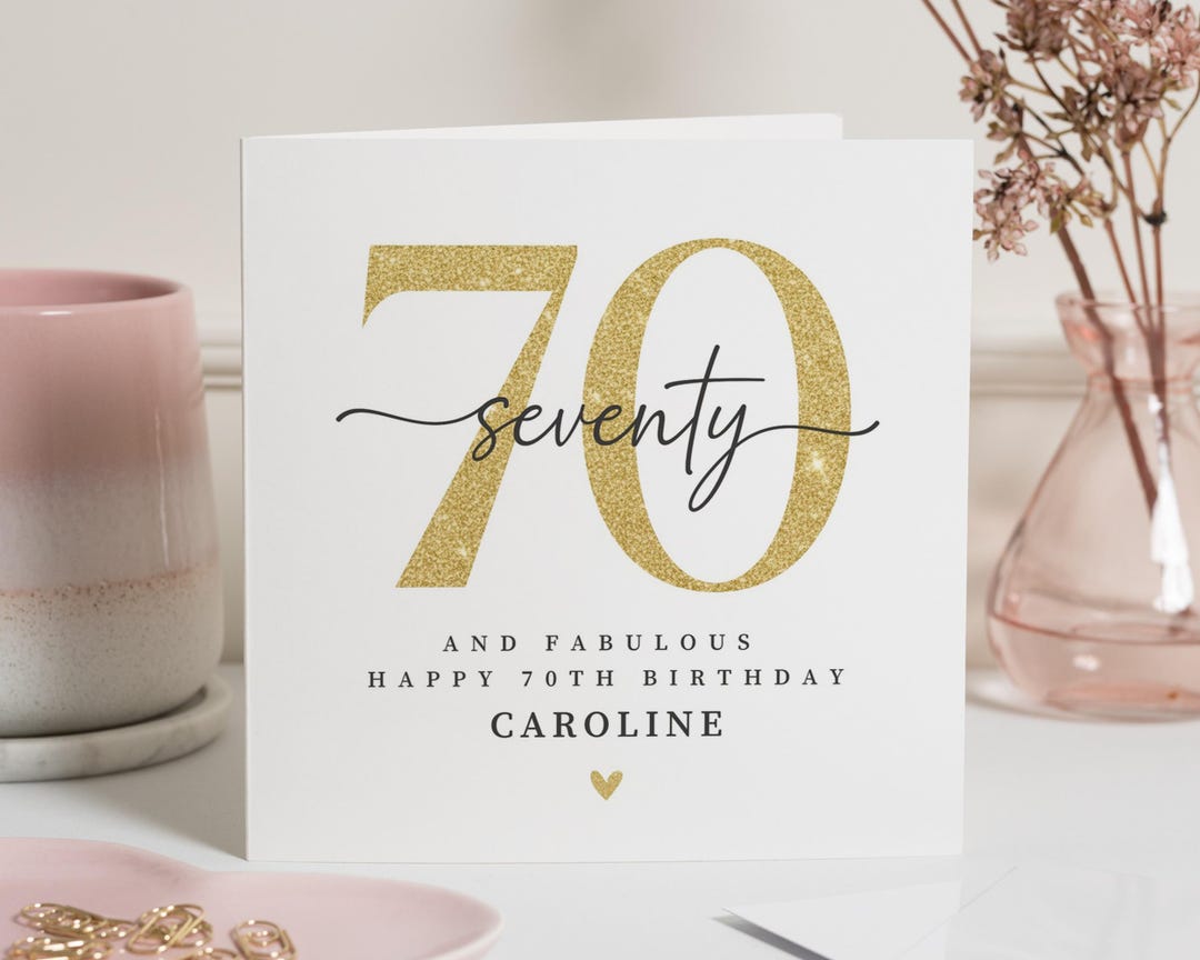 70th Birthday Card, Personalised Birthday Card, Birthday Card for Her ...