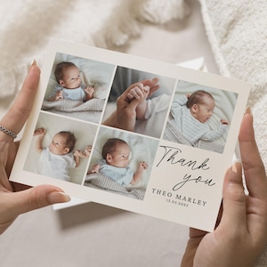 Einfache neues Baby Dankeskarten, personalisierte Dankeskarten Neues Baby, Babyfoto Dankeskarten, Postkarte Dankeskarten, Dankeskarten