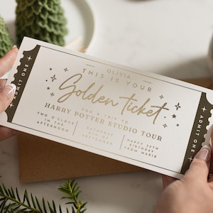 Bon cadeau Ticket doré, Ticket métallisé, Chèque d'anniversaire, Chèque-cadeau de Noël, Chèque journée expérience, Chèque-cadeau de Noël
