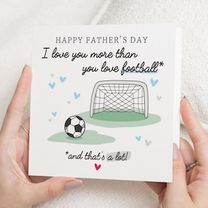 Carte de fête des pères, carte de fête des pères de fils ou de fille, carte de football pour papa, carte de fête des pères heureuse, jolie carte pour lui image 1