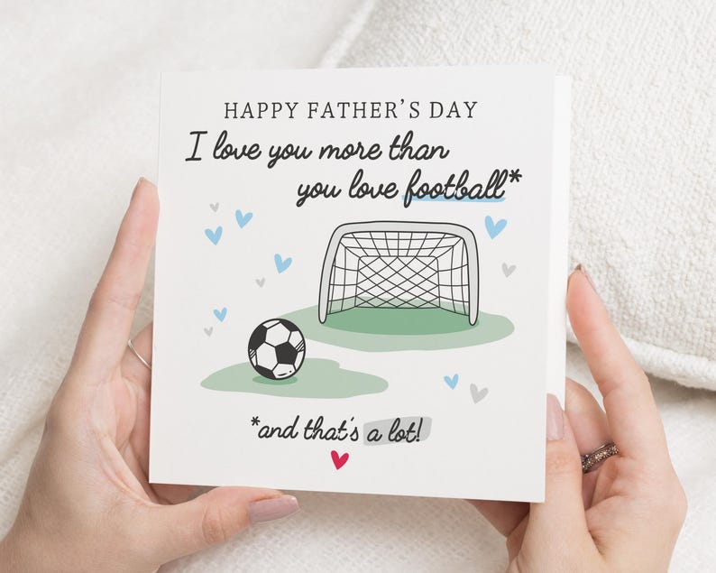 Carte de fête des pères, carte de fête des pères de fils ou de fille, carte de football pour papa, carte de fête des pères heureuse, jolie carte pour lui image 1