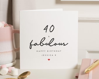 Personalised 40th Birthday Card For Friend, Daughter 40th Birthday Card, 40th Birthday Gift For Wife, Fortieth Birthday Card For Sister, Her