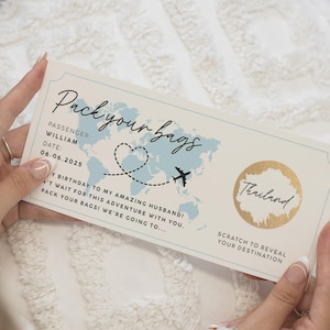 Carte à gratter pour les fêtes, Carte à gratter carte d'embarquement, Carte à gratter pour les fêtes, Carte à gratter pour les fêtes, Cadeau d'anniversaire, Billet d'avion, Révélation de voyage surprise