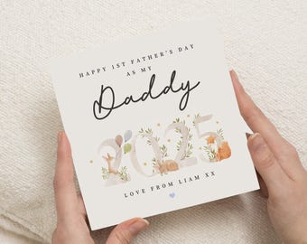 Première carte de fête des pères de bébé, 1ère carte de fête des pères, carte de fête des pères papa, carte de fête des pères personnalisée, carte animal de la forêt