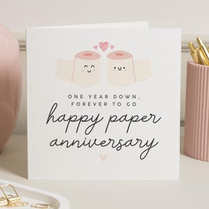 Tarjeta de primer aniversario, tarjeta de primer aniversario de bodas, tarjeta de aniversario de papel, tarjeta de aniversario de 1 año, para esposo, esposa, primer año, un año