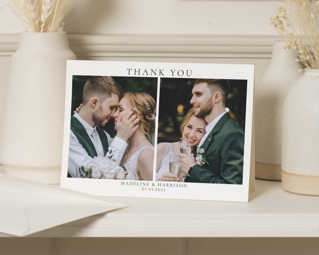 Simple Folded Thank You Cards, Elegant Wedding Thank You Cards With ...