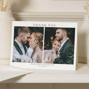 Einfache gefaltete Dankeskarten, elegante Hochzeits-Dankeskarten mit Foto, moderne Dankeskarten Hochzeit, Foto-Dankeskarten für Hochzeit