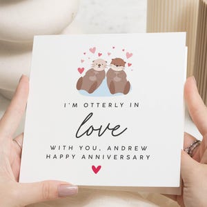Cartão de aniversário para ele, presentes de aniversário para namorado, cartões de aniversário para marido, presentes para ela, cartão de aniversário de lontra, presente de namorado