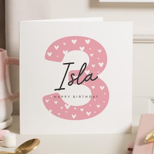 Personalisierte Geburtstagskarte für Mädchen, Tochter 3.Geburtstagskarte, niedliches Geschenk zum dritten Geburtstag für kleines Mädchen, Geschenk für 3.Geburtstag, Nichte
