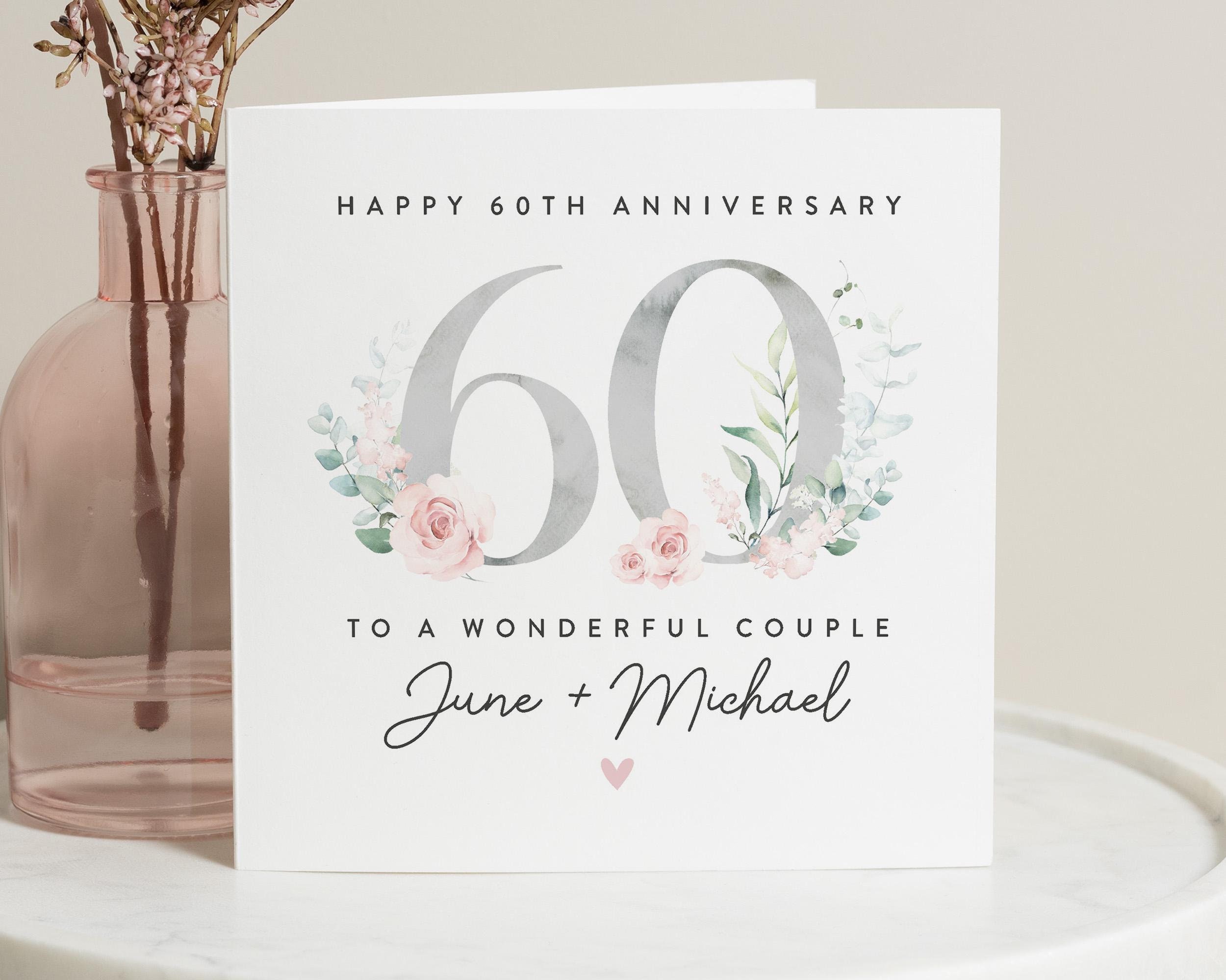 60th Wedding Anniversary Cards For Couple - Special Milestone Anniversary Cards - Gifts For Special Couple - Parents - Mum And Dad - Love Birds Gold Foil Design - View #6