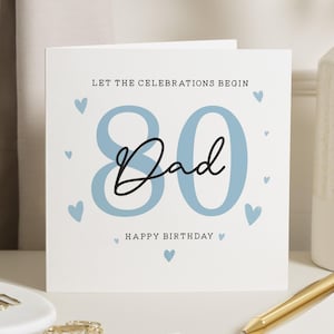 Carte des 80 ans de papa, 80e anniversaire de papa, cadeau de 80e anniversaire, cadeau d'anniversaire important pour les 80 ans de papa, voeux d'anniversaire de papa, pour lui