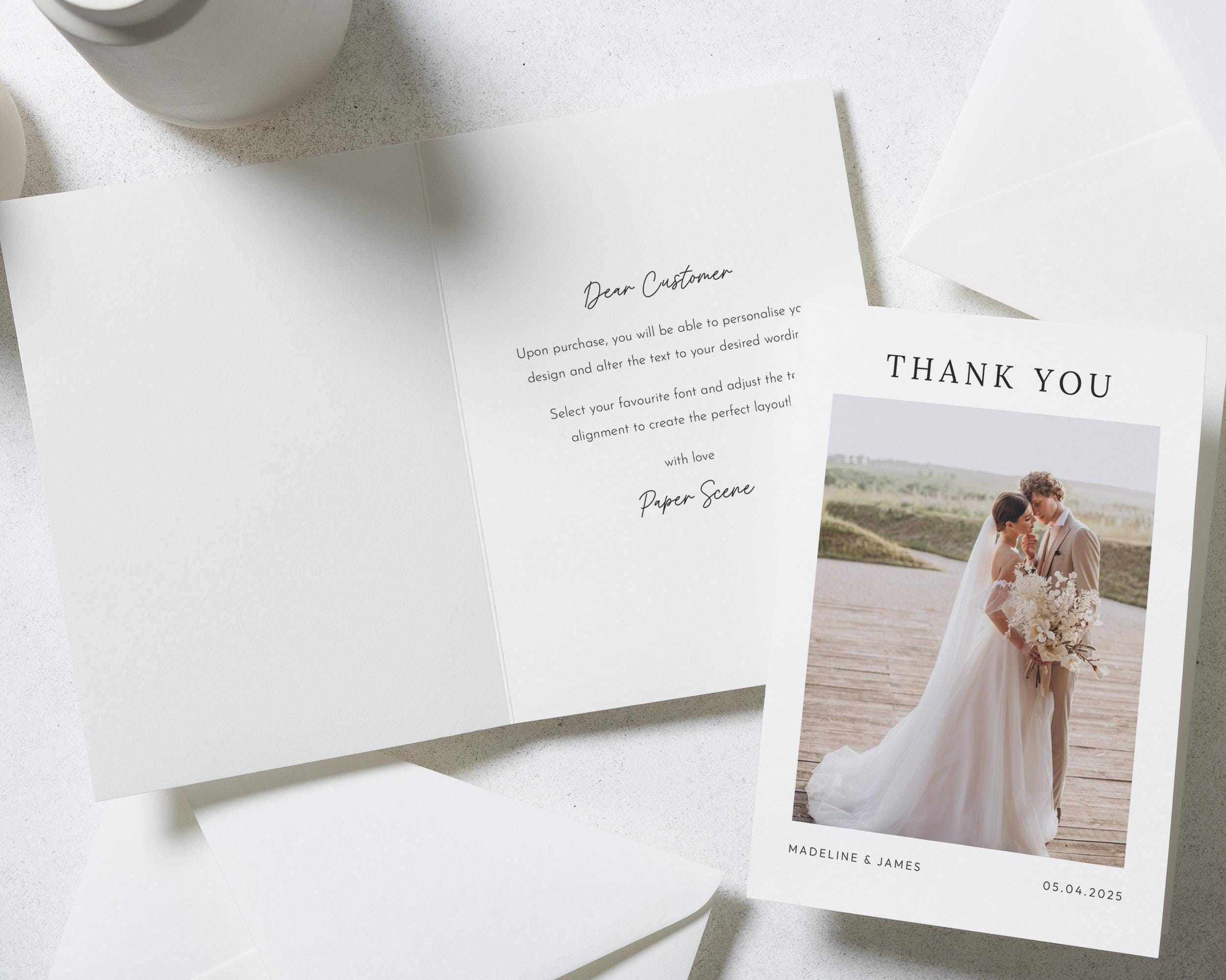 Custom Thank You Cards, Simple Wedding Thank You Cards With Photo ...