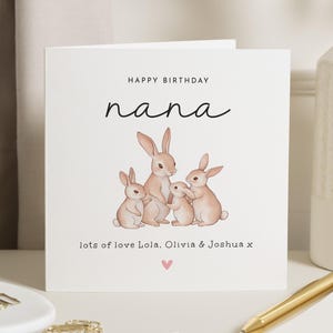 Cartão de aniversário da Nana dos netos, Feliz aniversário da Nana, Cartão de aniversário do coelho para a Nana, Cartão de aniversário da avó, Presente de aniversário da babá para ela