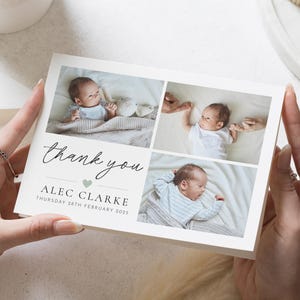 Cartes de remerciement pliées, Cartes de remerciement personnalisées Nouveau bébé, Cartes de remerciement avec photo de bébé, Cartes de remerciement de carte postale, Notes de remerciement