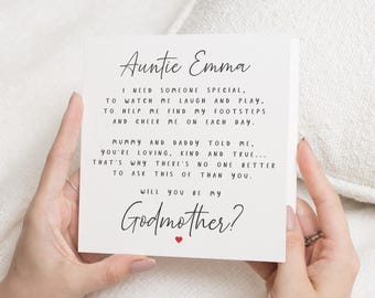 Will You Be My Godmother Card, Godmother Proposal Card, Personalised Godparent Card, Christening Card, Card for Auntie