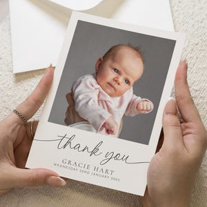Tarjetas de agradecimiento para recién nacidos, tarjetas de agradecimiento personalizadas para bebés, tarjetas de agradecimiento para bautizos, tarjetas de agradecimiento para bebés varones con fotos, tarjetas de agradecimiento para bebés niñas recién nacidas.
