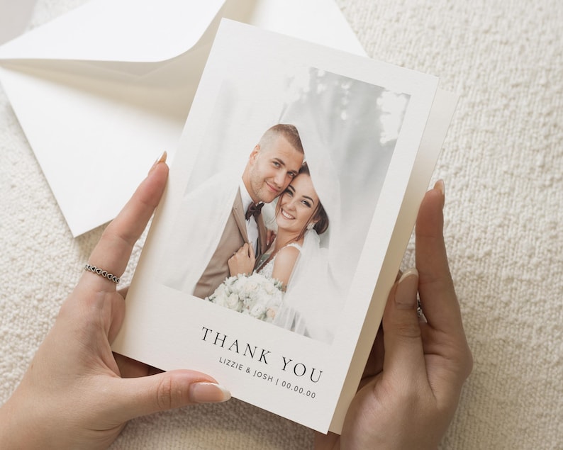Folded Thankyou Card Wedding, Postcard Wedding Thank You Cards With ...