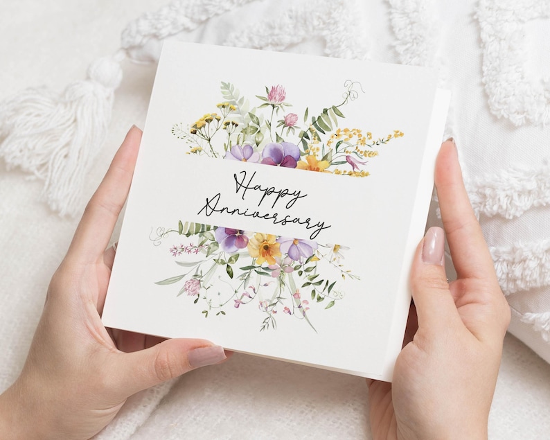 Carte d'anniversaire, carte de joyeux anniversaire, carte florale, carte pour couple, carte pour elle, carte pour lui, carte personnalisée image 1