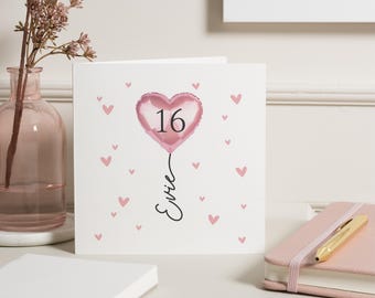 16th Birthday Card for Girl, Personalised Birthday Card, Birthday Card for Daughter, Cute Birthday Card, Sweet Sixteen Card