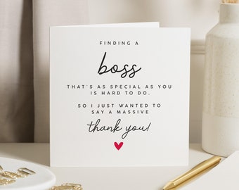 Thank You Boss Card, Personalised Work Leaving Card, Card For Work Colleagues, New Job Card, Boss Thank You Card, Work Appreciation Card