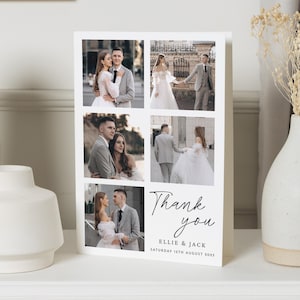 Cartes de remerciement avec photo de mariage, Cartes de remerciement personnalisées Mariage, Cartes de remerciement pliées, Cartes postales de remerciement pour mariage, Simple