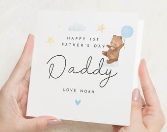 First Fathers Day Card, 1st Fathers Day Card from Baby, Personalised Fathers Day Card, Daddy Bear Card, Cute Fathers Day Card