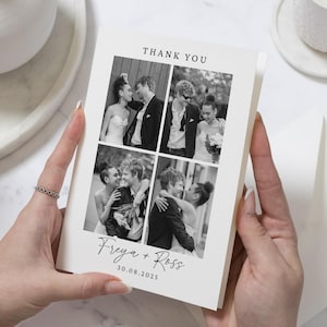 Multi Foto Hochzeit Dankeskarten, Schwarzweiß Dankeskarten, Personalisierte Dankeskarten Hochzeit, Postkarte Dankeskarte Hochzeit