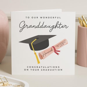 Carte de remise de diplôme personnalisée pour petite-fille, carte de félicitations de remise de diplôme, carte de remise de diplôme petite-fille pour elle, promotion 2024