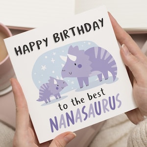 Oma Geburtstagskarte, personalisierte Geburtstagskarte für Nanasaurus, alles Gute zum Geburtstag Nan Geburtstagskarte, Geburtstagsgeschenke, Dinosaurier Geburtstagskarte