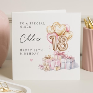 Tarjeta de cumpleaños número 18 para sobrina, tarjeta con poema para sobrina, tarjeta de cumpleaños para sobrina, para hija, tarjeta de cumpleaños número 18 para sobrina, regalo especial para cumpleaños número 18 para sobrina