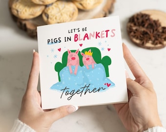 Carte de Noël pour mari, Carte de Noël pour petit ami, Carte de Noël pour mari, Carte de Noël pour petit ami, Cartes de cochons dans des couvertures, Petite amie, Femme