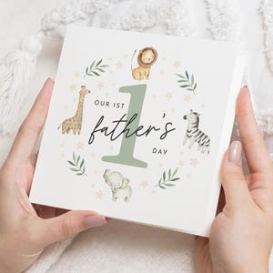 1st Fathers Day Card, First Fathers Day Card, Fathers Day Card from Baby, Safari Animal Fathers Day Card, Cute Fathers Day Card