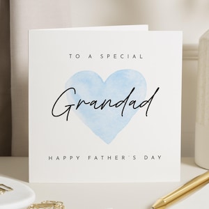Fathers Day Card for Grandad, Special Grandad Fathers Day Card, Card for Him, Grandad Card, Personalised Fathers Day Card, Blue Heart Card