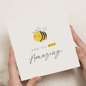 Carte porte-bonheur, carte de jeu de mots abeille, carte étonnante Youll Bee, carte d'encouragement, jolie carte de chance, carte pour un ami, carte d'examen, je pense à vous