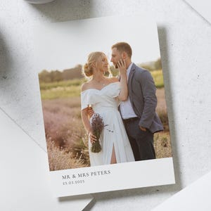 Cartes de remerciement avec photo de mariage, Cartes de remerciement personnalisées Mariage, Cartes de remerciement pliées, Cartes postales de remerciement pour mariage, Simple