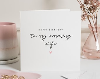 Wife Birthday Card, Birthday Card For Wife, Happy Birthday Wife Card, Wife Birthday Card Romantic, Personalised Wife Birthday Card, Loving