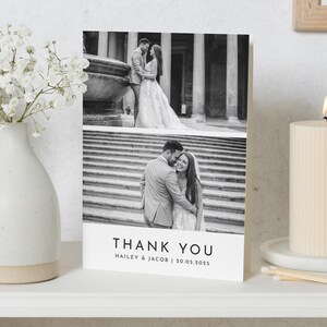 Cartes de remerciement photo personnalisées pour mariage, Cartes de remerciement noir et blanc Mariage, Cartes de remerciement personnalisées, Cartes de remerciement photo simples