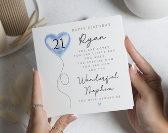 21st Birthday Card for Nephew, Personalised Birthday Card for Him, Nephew Birthday Card, 21st Birthday Cards, Birthday Card for Men