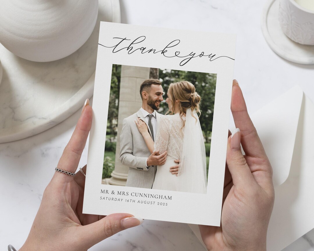 Personalised Wedding Thank You Card, Photo Wedding Thank You Card ...