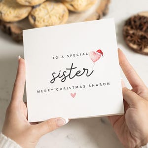Cartão de Natal personalizado para irmã, Cartão de Natal para irmã, Cartão de Natal para irmã, Cartões de Natal para irmã, Cartão de Feliz Natal para irmã, Presente