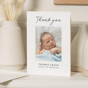 Cartões de agradecimento para bebês, agradecimento para meninos com fotos, cartões de agradecimento para bebês personalizados, cartões de agradecimento para batismo de bebês, nova menina