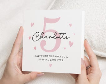 Cartão de aniversário de 5 anos para menina, Cartão de aniversário de 5 anos, Cartão de aniversário de 5 anos para filha, Cartão de aniversário de 5 anos para meninas, Presente de aniversário de 5 anos para filha