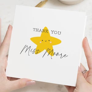 Biglietto di ringraziamento per l'insegnante, biglietto di ringraziamento personalizzato per l'insegnante, biglietto di ringraziamento a forma di stella, biglietto di fine semestre, biglietto di ringraziamento