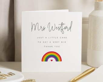 Personalised Teacher Card, End of School Card, Teacher Thank You Card ...