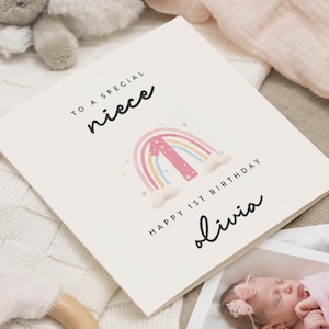 Tarjeta de primer cumpleaños personalizada para sobrina, linda tarjeta para sobrina, tarjeta de primer cumpleaños para sobrina, regalo de primer cumpleaños para sobrina, regalo especial de cumpleaños para sobrina
