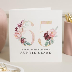 Cartão de aniversário de 65 anos para ela, cartão de aniversário de 65 anos para a mãe, presente de 65 anos para uma amiga, presente de aniversário de 65 anos para a avó, desejos de aniversário de 65 anos para a irmã