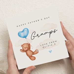 Vatertagskarte für Opa, personalisierte Vatertagskarte, Teddybärkarte, Vatertagskarte vom Enkelkind, niedliche Vatertagskarte