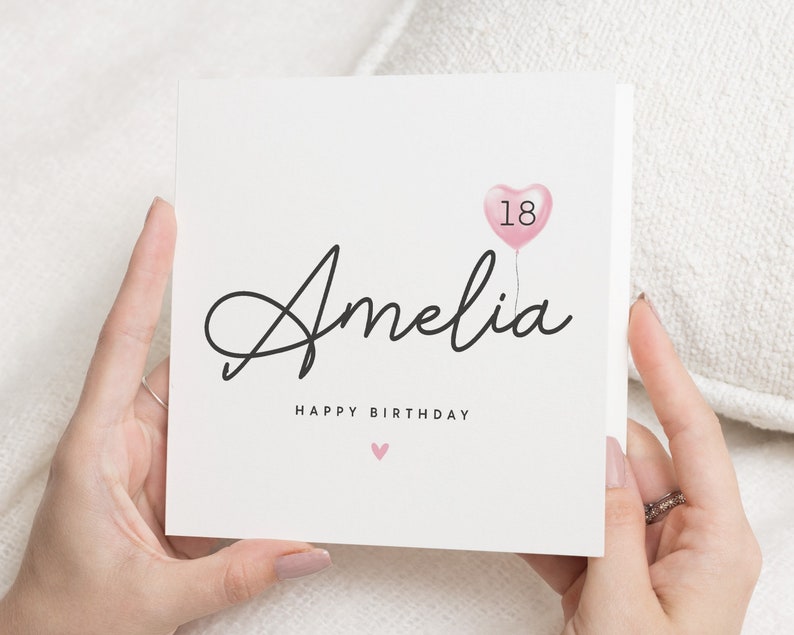 Carte personnalisée 18e anniversaire fille, carte 18e anniversaire fille, cadeau 18e anniversaire pour petite-fille, dix-huitième anniversaire, carte étape importante image 1