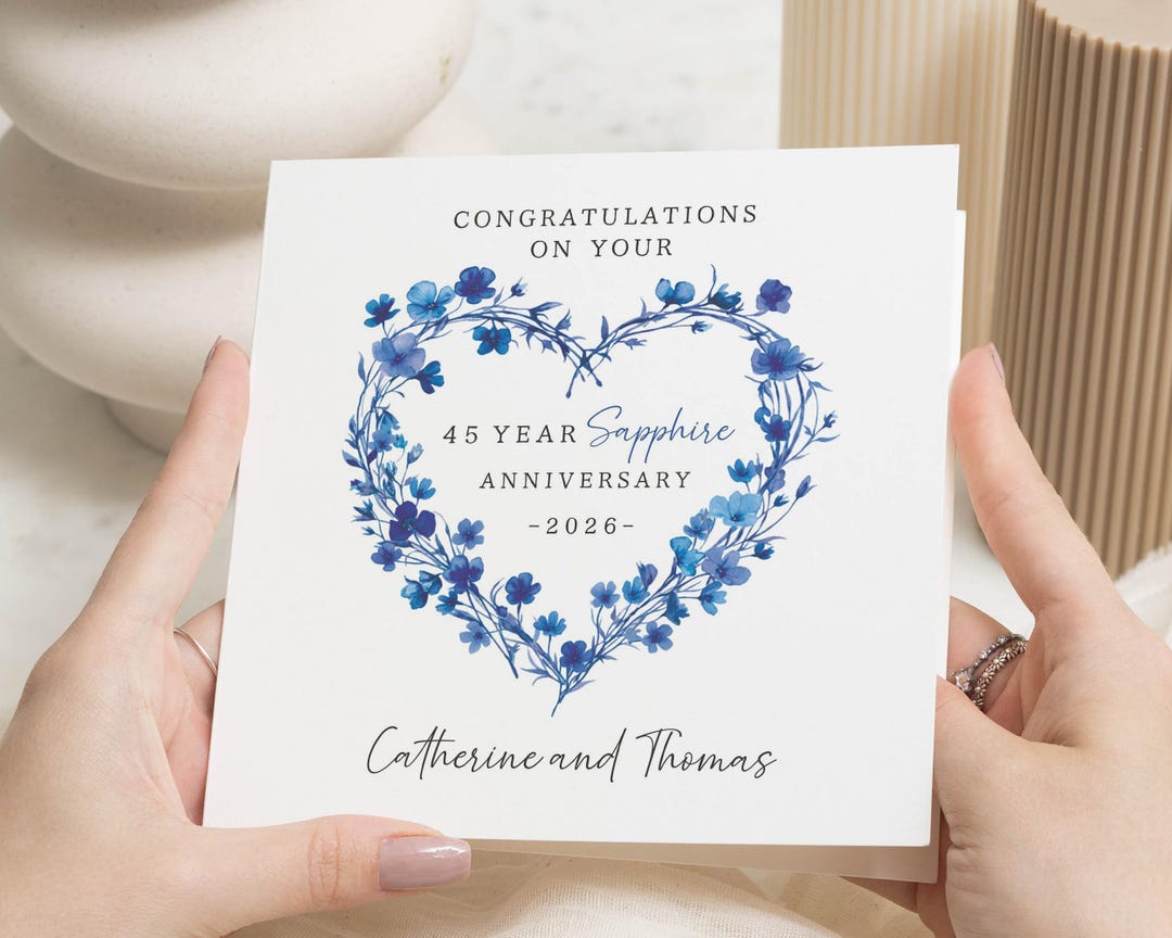 45 Year Sapphire Anniversary Card, Personalised Anniversary Card for ...