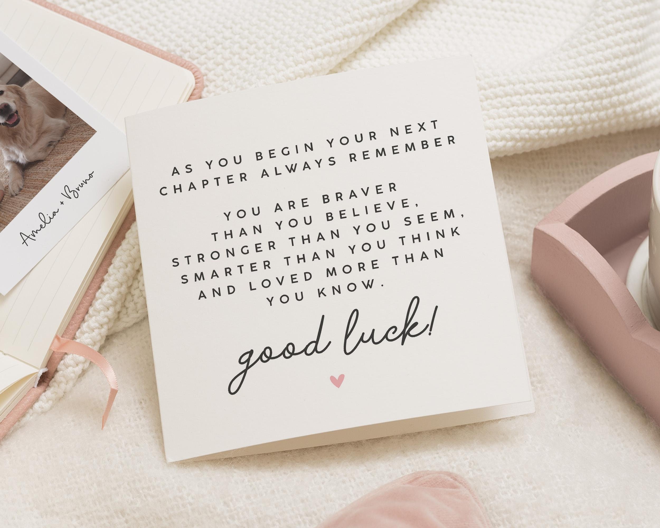 New Chapter Poem Good Luck Card, Personalised Good Luck Card